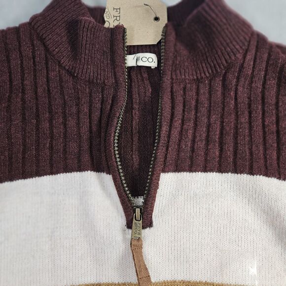 NWT Frey Mens Tight Knit Sweater Sz L 1/4 Zip Cozy Cabin Academia Casual Preppy - Picture 4 of 10
